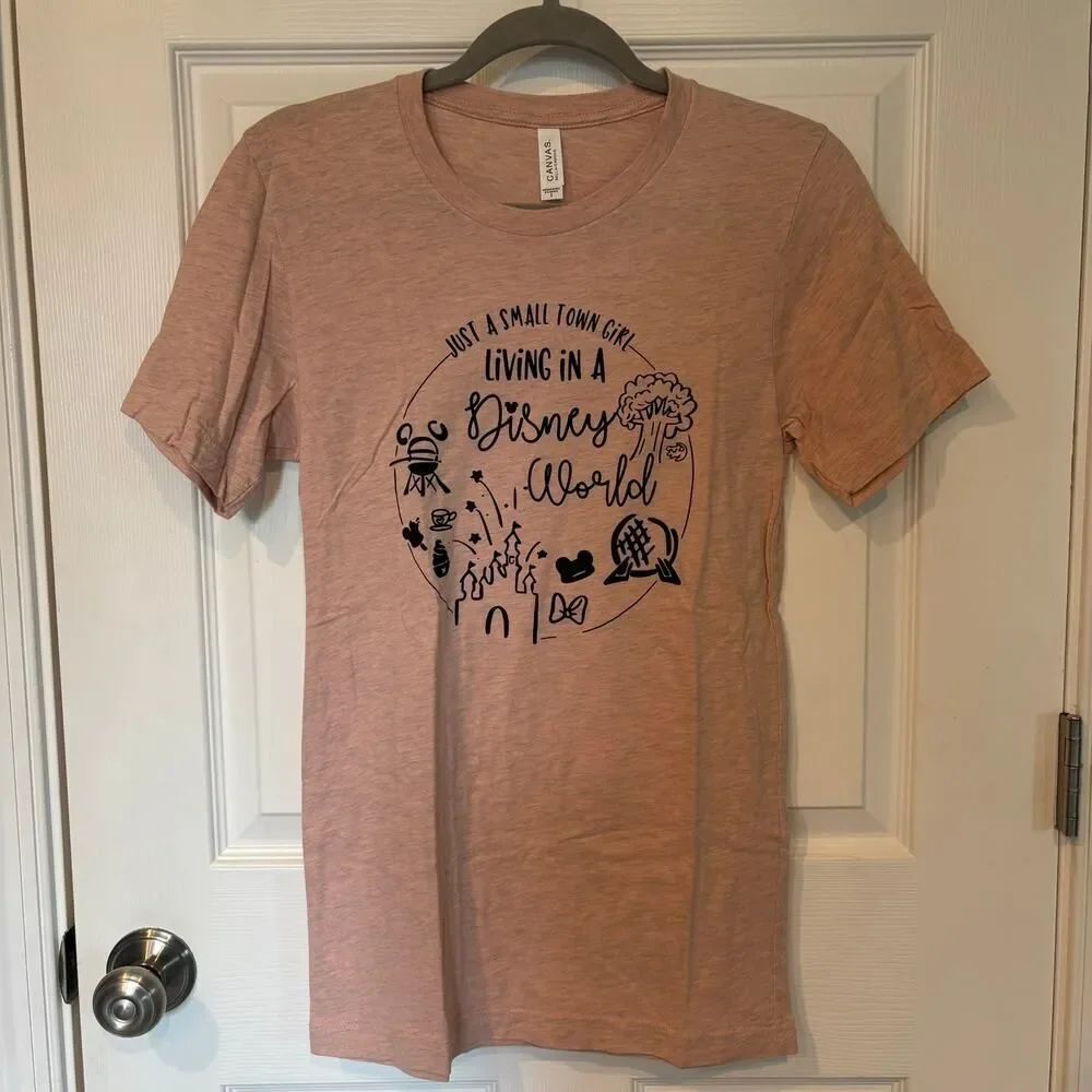 Small Town Girl Disney World Tee Peach Small
